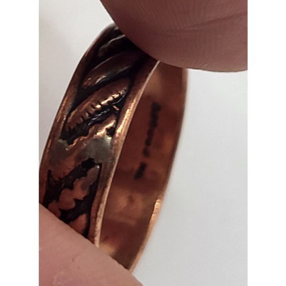 NM Copper Signed Ring sz 8 Southwestern Western Minimalist Bohemian - Picture 2 of 3